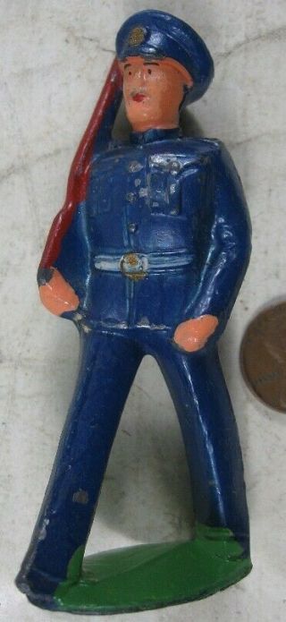 Vintage Barclay Manoil Soldier Marine Blue Officer Marching With Rifle