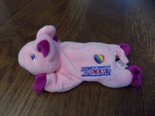 Vtg Lisa Frank 9 " Pink Pig Oinky Bean Bag Plush Rainbow Heart 1998 Stuffins Toy