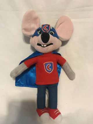 Chuck E Cheese Mouse Plush Superhero Stuffed Animal Cape Mask 2014 11”
