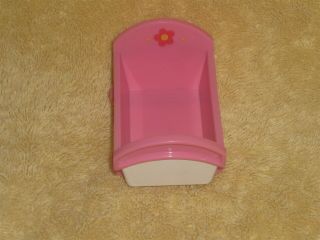 Fisher Price Loving Family Dollhouse Pink Baby Nursery Cradle With Flower