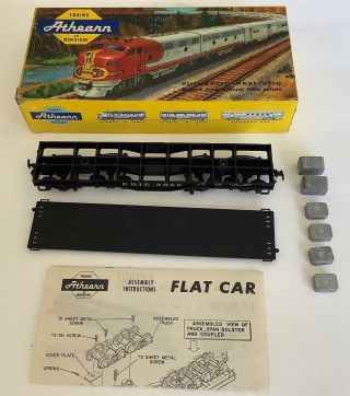 Vintage 1950s Athearn Ho Scale Erie Double Truck Flat Car,