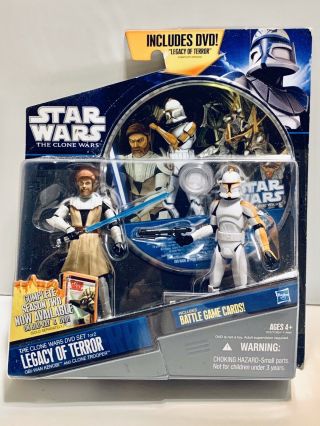 Star Wars Clone Wars Dvd Set 1 Legacy Of Terror Obi - Wan & Clone Trooper Dela