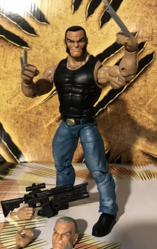 Eeg Custom Marvel Legends 6” Wolverine Old Man Logan W 2 Heads & Big Gun
