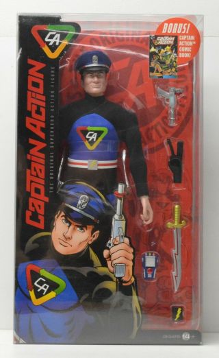 Captain Action 1/6th Scale 12in Action Figure Round 2 Forever Fun Nip W/ Comic