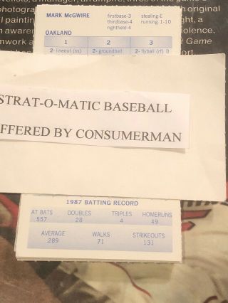 Strat - O - Matic Baseball 1987 Oakland A’s