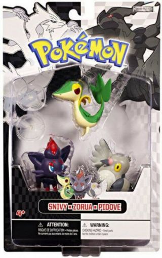 Pokemon Black & White Series 1 Basic Snivy,  Zorua & Pidove Figure 3 - Pack
