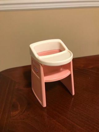Vintage Little Tikes Dollhouse Baby High Chair Pink Dollhouse Size
