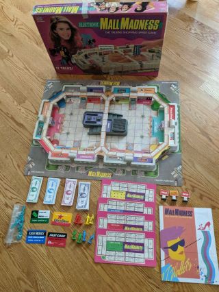 Vintage 1989 Electronic Mall Madness Board Game Milton Bradley - 99 Complete