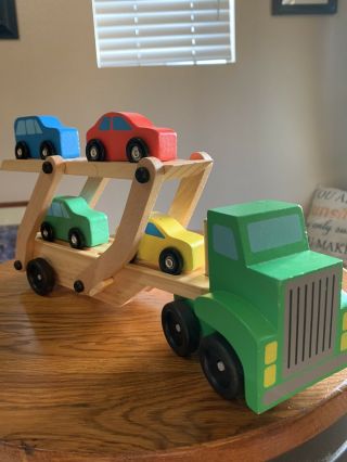 Melissa & Doug Car Carrier Truck With 4 Cars Children 