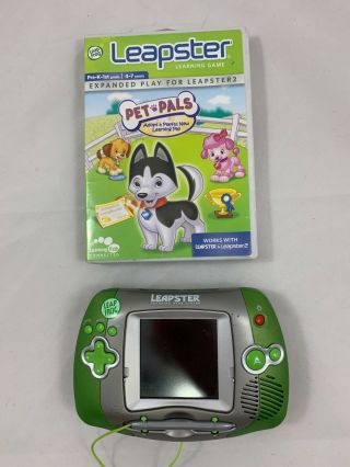 Leapfrog Leapster Learning System Green Console Kids,  Pet Pals Game Cartridge