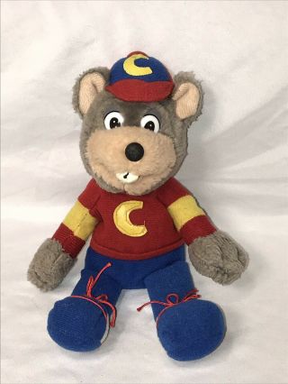 Vintage Chuck E Cheese 9” Plush Stuffed Animal Red Blue Mouse