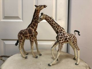 Vanishing Wild Safari Reticulated Pair Adult Giraffe Figurines 1992 Rare