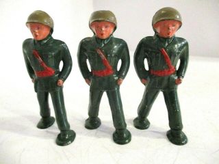 3 Vintage Barclay Lead Toy Pod Foot Officers Marching B235