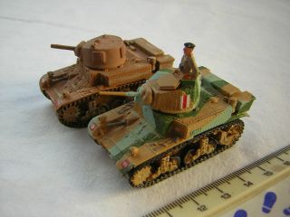 2 X Built Matchbox Ww2 British / American Military Stuarts M3 Tanks Scale 1:76