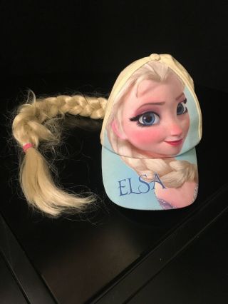 Disney Frozen Elsa Braid Baseball Cap Hat With Ponytail