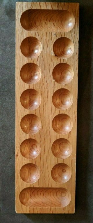 Wooden Mancala Game Board Solid Wood Large One Piece Nonbending 5 " X 17.  25 "