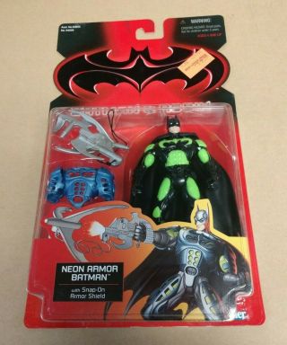 1997 Kenner Batman/robin Neon Armor Batman W/ Snap On Armor Shield Action Figure