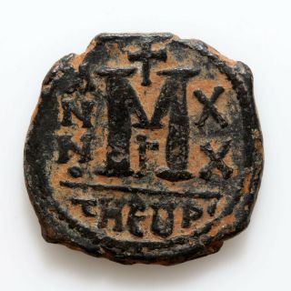 Byzantine Coin Ae Follis Maurice Tiberius Antioch 582 - 602ad Year 20