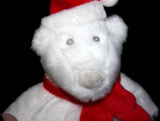 Bath & Body White Christmas Santa Polar Bear Plush Stuffed Animal 8 