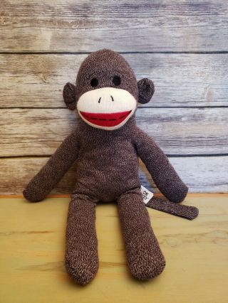 Sock Monkey Dan Dee Plush Toy Stuffed Animal Brown W/ Red Lips - 21 "