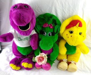 Barney Baby Bop B.  J.  Plush Set Of 3 Vintage Stuffed Animal 1992 - 1994 Toys