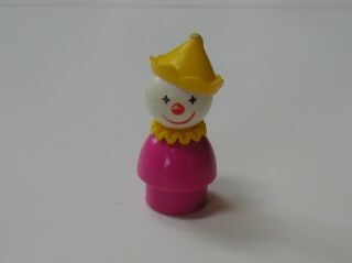 Fisher - Price Little People Vintage Circus Clown Red Wood Body Yellow Hat Cap