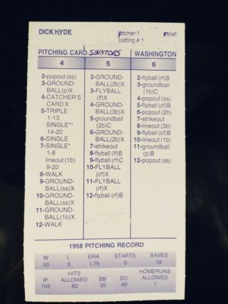 1958 Washington Senators Strat - o - matic Baseball Sports Cards,  memorabilia,  fan. 3