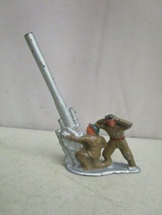 Vintage Barclay/manoil Pod Foot Lead Soldier 2 Soldier Crew Anti - Aircraft Gun