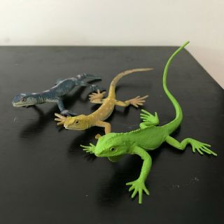 3 Rubber Lizard Toy Gift Realistic Fake Animal Collectibles Fun Joke