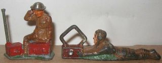 Vtg Manoil Barclay Lead Toy Soldier Wwi Radio Operator 2 Different Types