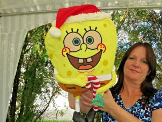 Large Nanco Spongebob Squarepants Christmas Santa Hat Plush Stuffed Animal Doll