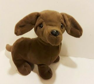 Dandee Chocolate Brown Dachshund Puppy Dog 8.  5 " Plush Stuffed Animal