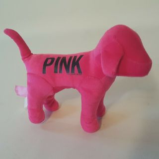 Love Victoria Secret Pink Dog Solid Neon Pink Stuffed Puppy Dog Pink & Black
