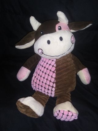 Dan Dee Brown Pink Cow Plush Corduroy Ribbed 14 " Dandee Kids Cow Plush Toy Moo