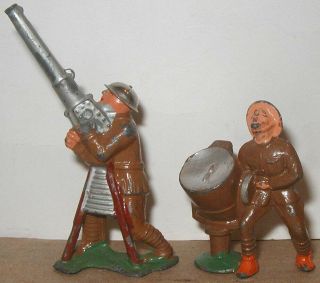 Vtg Manoil Barclay Lead Toy Soldier Wwi Anti - Aircraft Gunner & No.  47 Spot - Light
