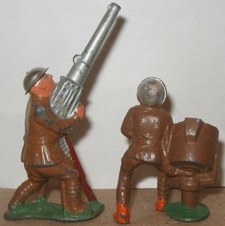 Vtg Manoil Barclay Lead TOY SOLDIER WWI Anti - Aircraft Gunner & No.  47 Spot - light 2
