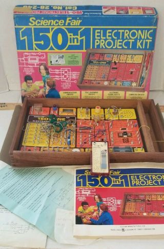 Vintage 1976 Science Fair 150 In 1 Electronic Project Kit &box Radio Shack Tandy