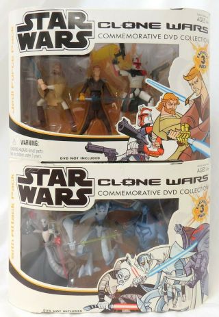 2005 Star Wars Clone Wars Commemorative Dvd Figure Set Sith Attack Jedi Force