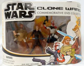 2005 Star Wars Clone Wars Commemorative DVD Figure Set Sith Attack Jedi Force 3