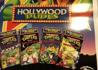 Vintage TMNT Teenage Mutant Ninja Turtles Video Store Poster Hollywood Dudes 90 3
