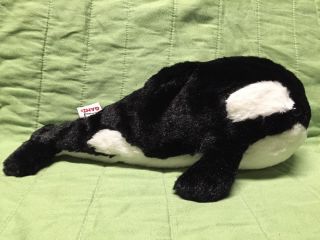 Ganz Orca Whale Plush Stuffed Animal Black And White 11 "
