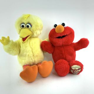 Sesame Street Big Bird & Elmo Talking Peek A Boo Tyco Plush Vintage Tyco 16 "