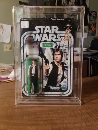1977 Star Wars Han Solo Action Figure On Card Back In Display Case