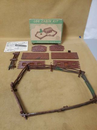 Vintage Plasticville O Scale Log Cabin Kit Near Complete With Box