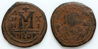 Byzantine Coin Ae Follis Maurice Tiberius Antioch 582 - 602ad Year 11