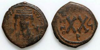 Byzantine Coin Ae Half Follis Tiberius Ii Constantine Antioch Year 5 - 578 - 582 Ad
