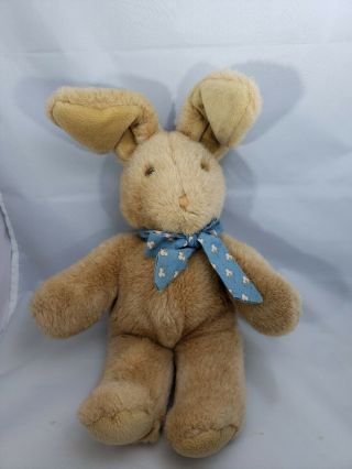 Vintage Eden Brown Easter Bunny Rabbit Plush Blue Neck Bow Stuffed Animal 14 "