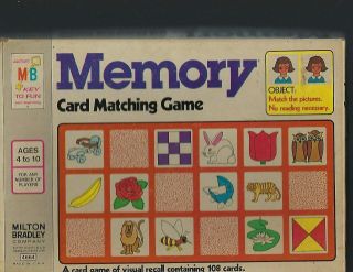 1978 Memory Card Matching,  Milton Bradley 4664,  96 Cards