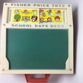 Vintage Fisher Price School Days Play Desk 1972 Chalkboard Magnets Incomplete