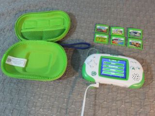 Leap Frog Leapster Explorer Green & White Handheld System With 6 Games,  Case
